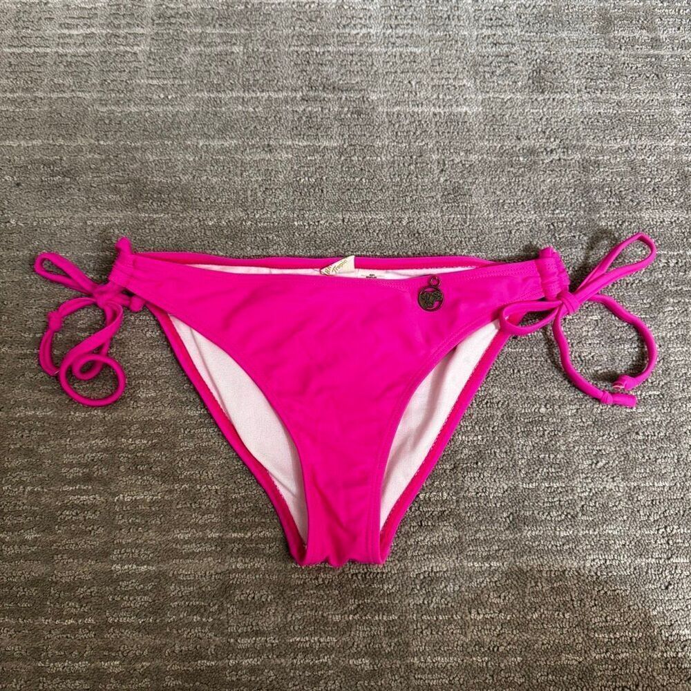 Hawaiian Tropic Hot Bright Pink Side Tie Bikini Swim Bottoms Small